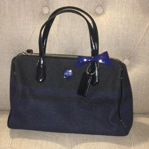 Coach Purse-Blue and Black Fabric